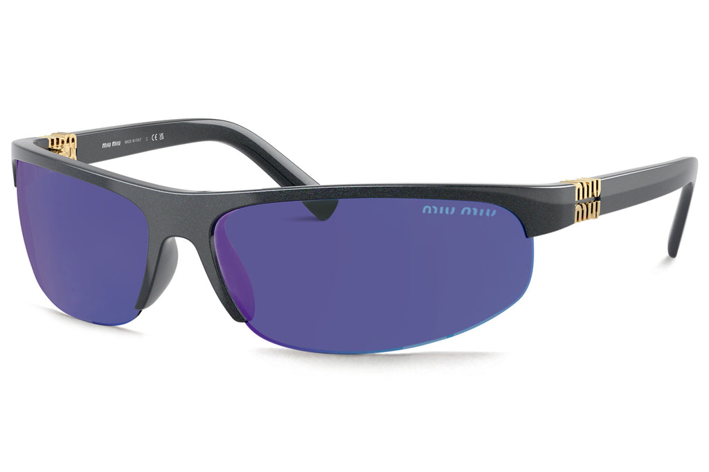 Miu Miu - MU A02SF (Low Bridge Fit) Sunglasses Avio with Light Green Mirror Blue Lenses (19Y10K)
