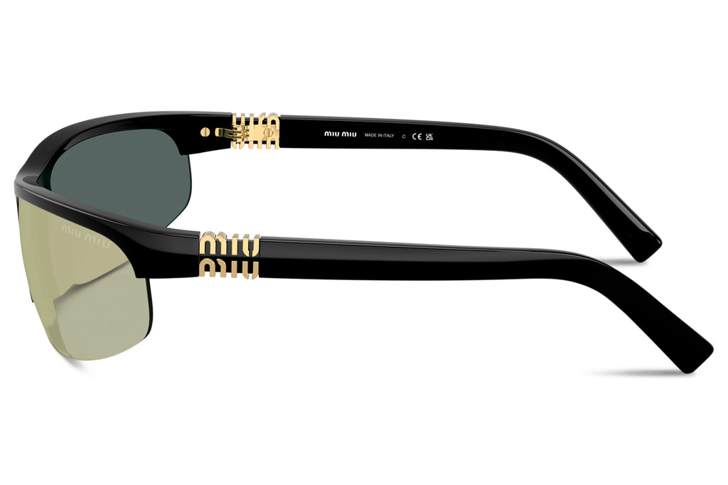 Miu Miu - MU A02SF (Low Bridge Fit) Sunglasses Black with Dark Grey Mirror Pink Lenses (1AB90J)