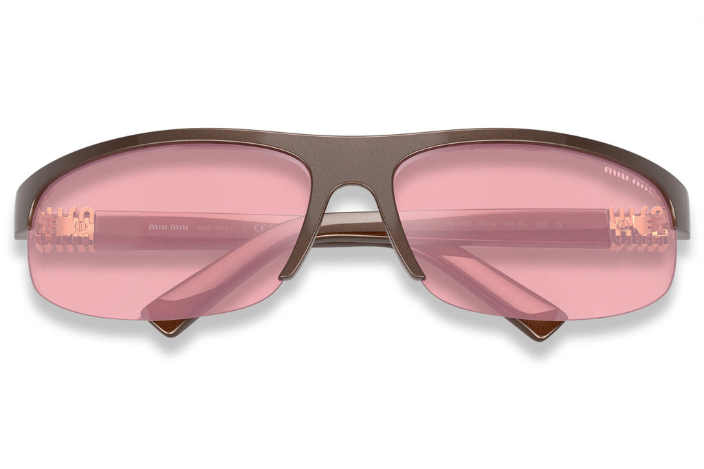 Miu Miu - MU A02S Sunglasses Cocoa with Pink Mirror Lenses (14Y70J)