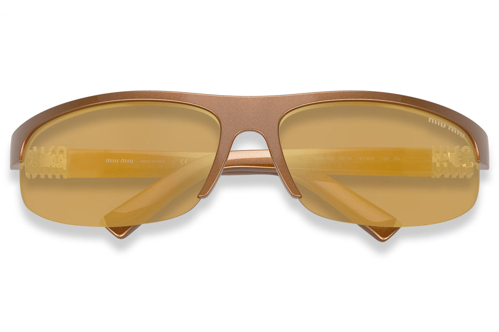 Miu Miu - MU A02S Sunglasses Rust with Brown Mirror Gold Lenses (16Y8G1)