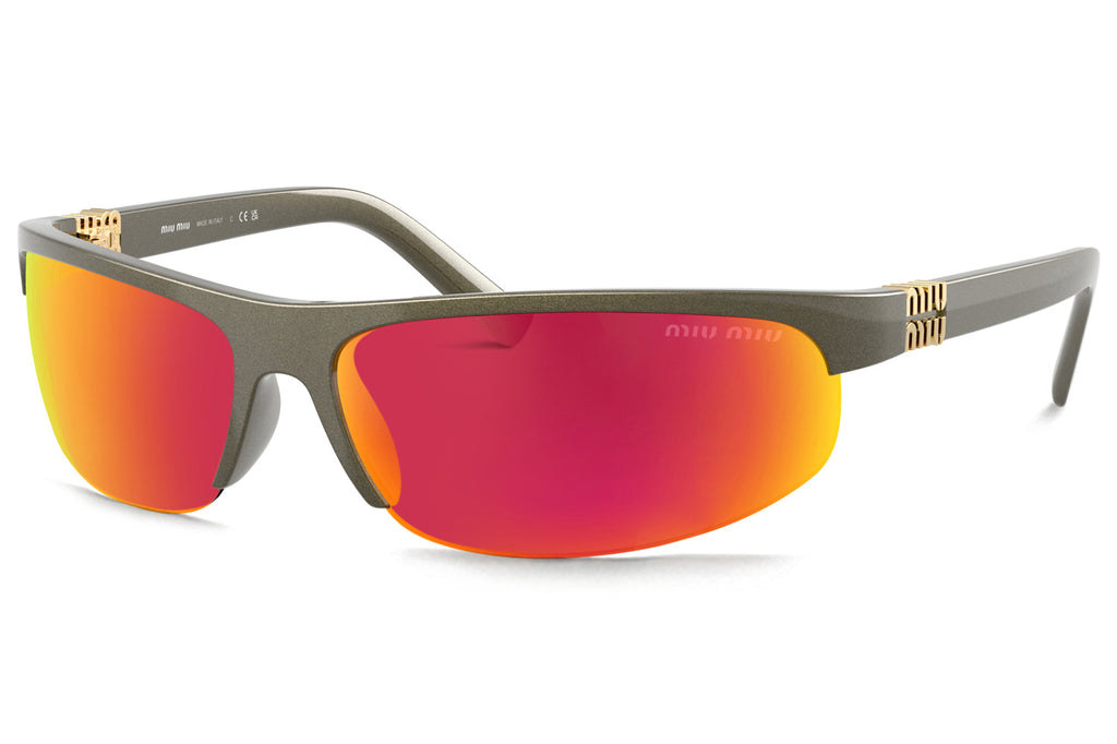 Miu Miu - MU A02S Sunglasses Khaki with Brown Mirror Orange Lenses (17Y5M0)