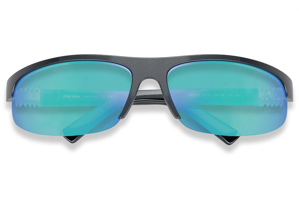 Miu Miu - MU A02S Sunglasses Avio with Light Green Mirror Blue Lenses (19Y10K)