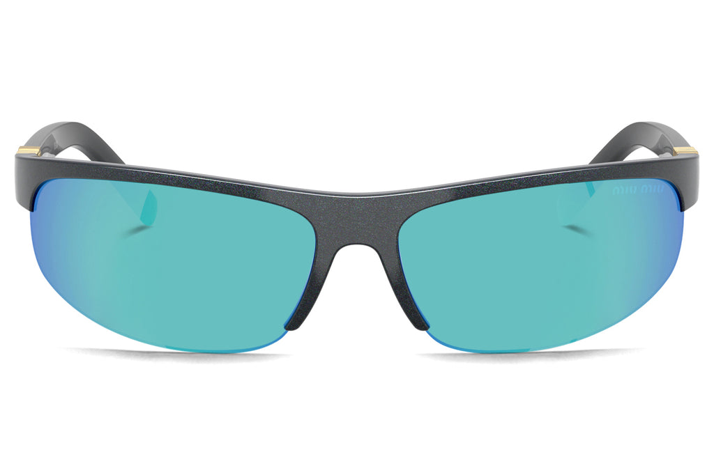 Miu Miu - MU A02S Sunglasses Avio with Light Green Mirror Blue Lenses (19Y10K)