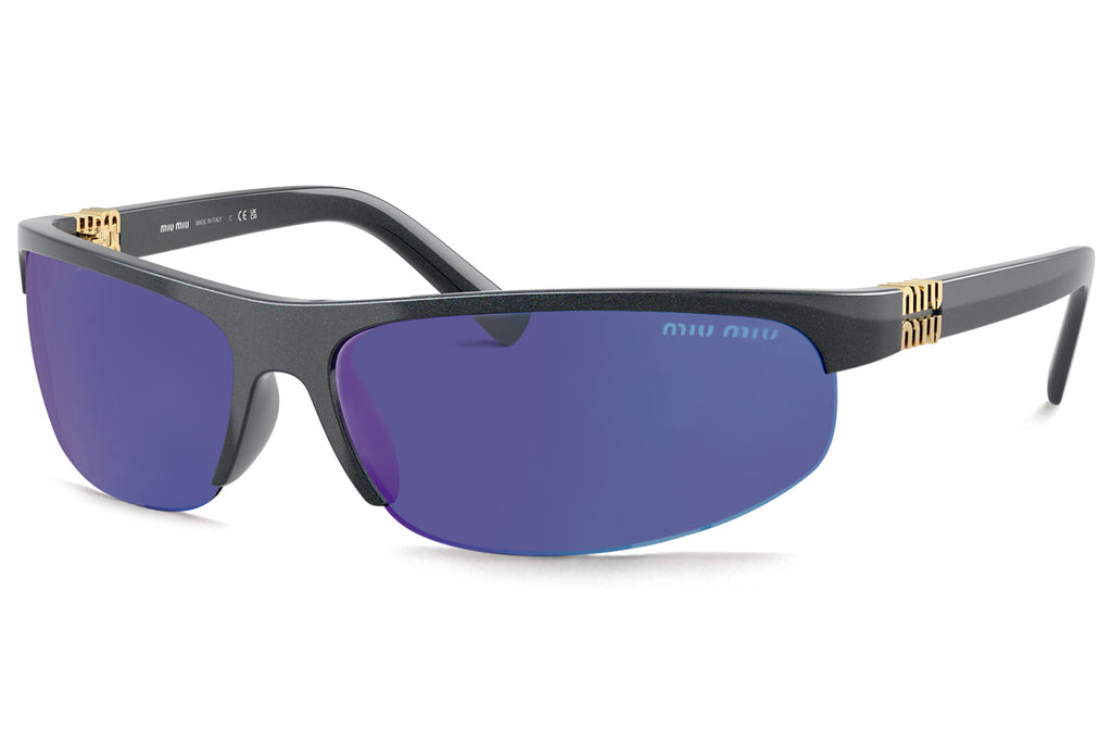 Miu Miu - MU A02S Sunglasses Avio with Light Green Mirror Blue Lenses (19Y10K)