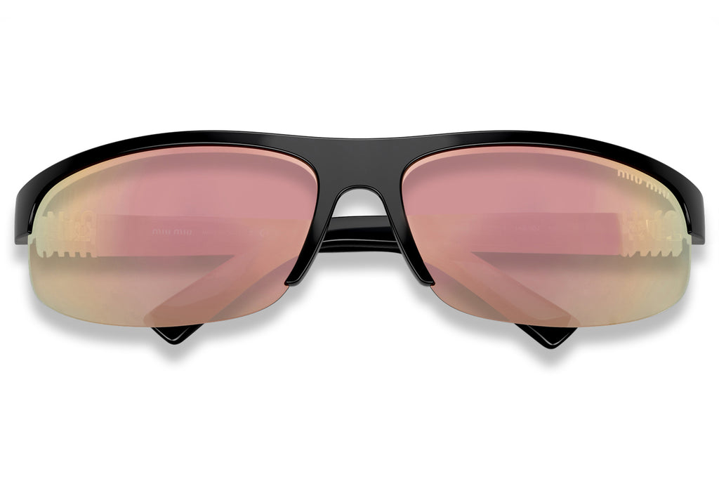 Miu Miu - MU A02S Sunglasses Black with Dark Grey Mirror Pink Lenses (1AB90J)