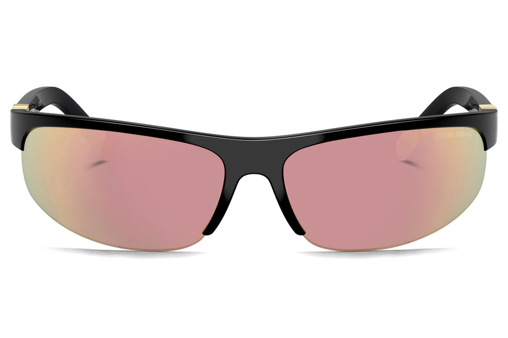 Miu Miu - MU A02S Sunglasses Black with Dark Grey Mirror Pink Lenses (1AB90J)