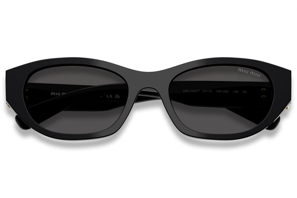 Miu Miu - MU A03SF (Low Bridge Fit) Sunglasses Black with Dark Grey Lenses (16K08Z)