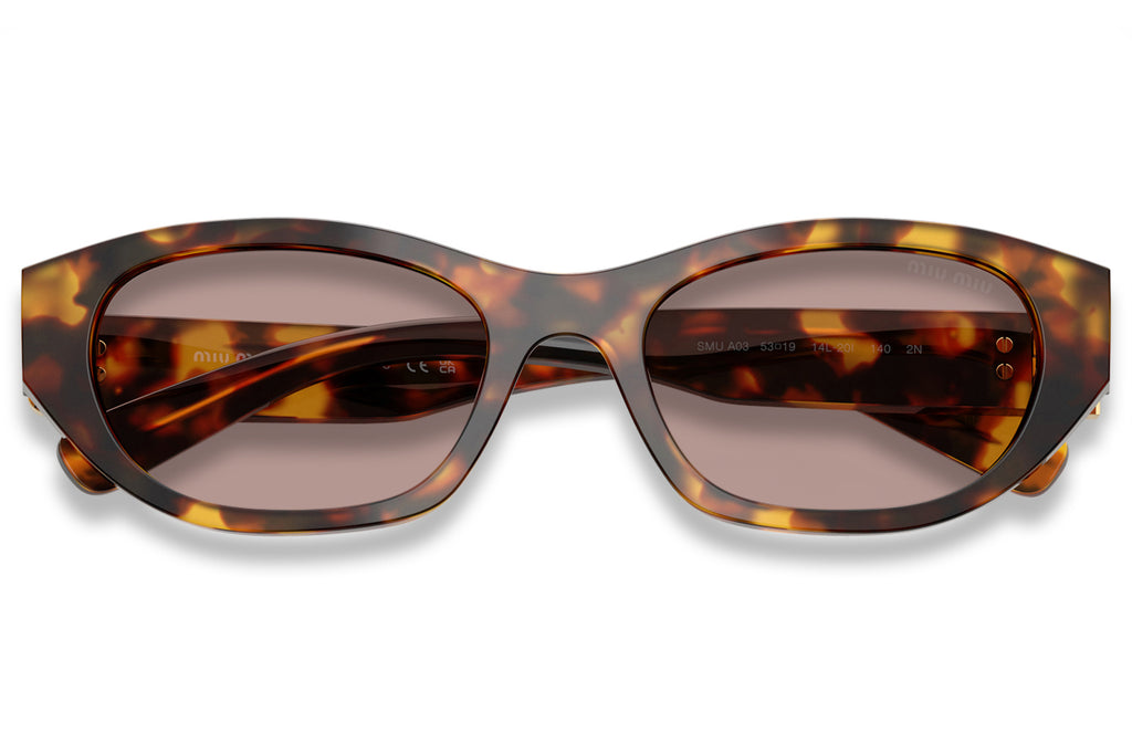 Miu Miu - MU A03S Sunglasses Honey Havana with Light Purple Brown Lenses (14L20I)