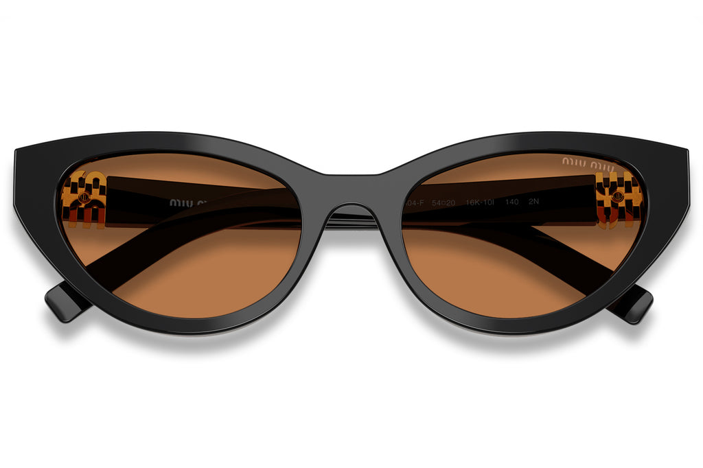 Miu Miu - MU A04SF (Low Bridge Fit) Sunglasses Black with Brown Lenses (16K10I)