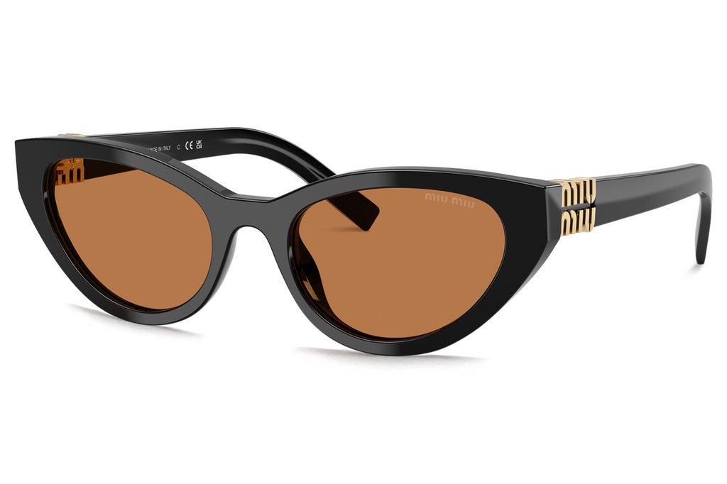 Miu Miu - MU A04SF (Low Bridge Fit) Sunglasses Black with Brown Lenses (16K10I)