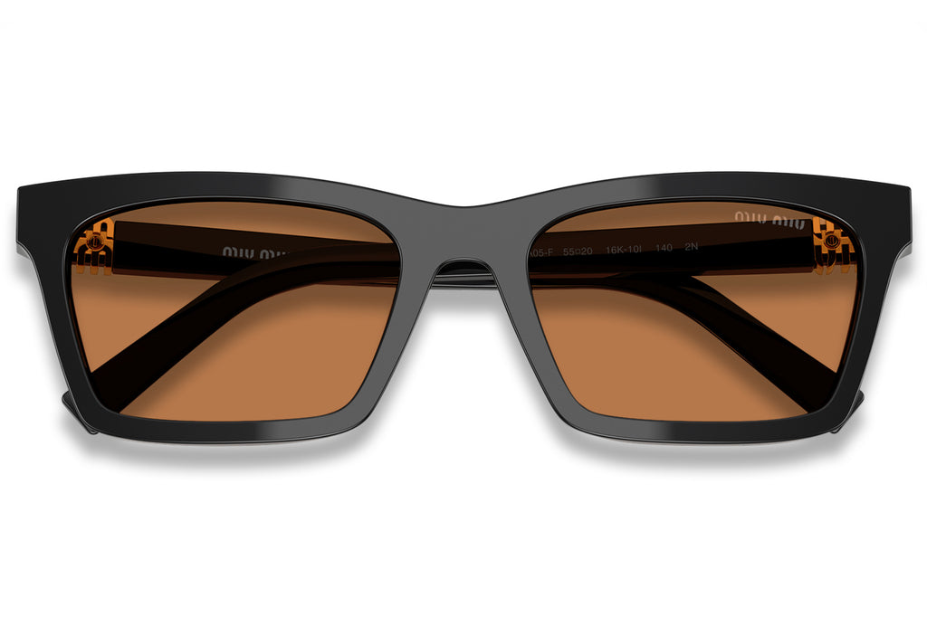 Miu Miu - MU A05SF (Low Bridge Fit) Sunglasses Black with Brown Lenses (16K10I)
