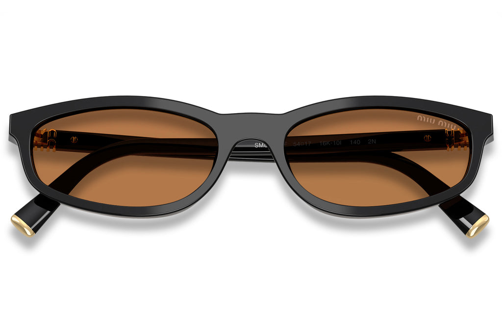 Miu Miu - MU A06SF (Low Bridge Fit) Sunglasses Black with Brown Lenses (16K10I)