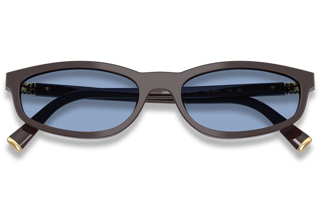 Miu Miu - MU A06SF (Low Bridge Fit) Sunglasses Moka with Light Blue Lenses (22C60O)