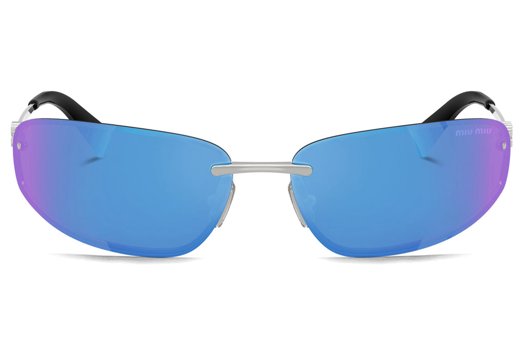 Miu Miu - MU A50S Sunglasses Silver with Light Green Mirror Blue Lenses (1BC10K)