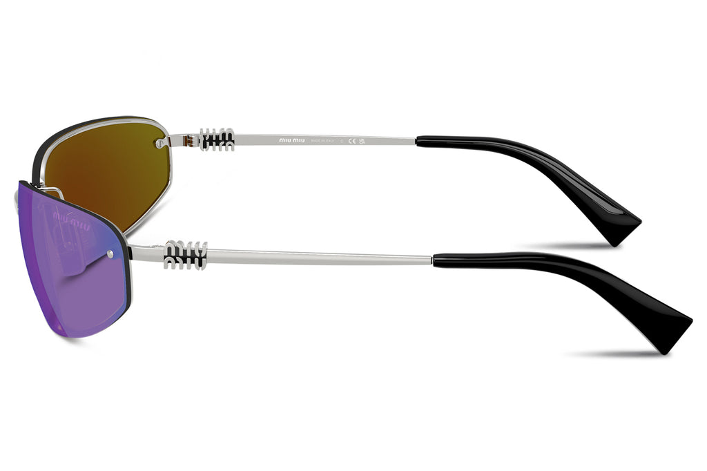 Miu Miu - MU A50S Sunglasses Silver with Light Green Mirror Blue Lenses (1BC10K)