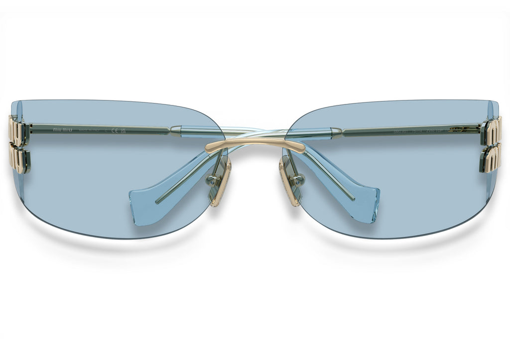 Miu Miu - MU A51S Sunglasses Pale Gold with Light Blue Lenses (ZVN10P)