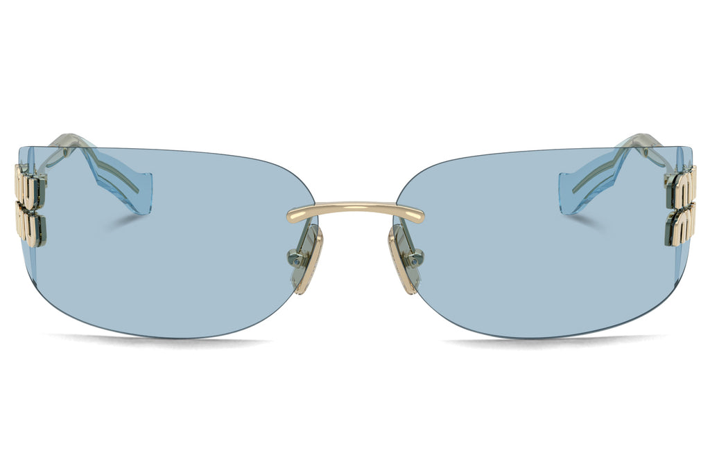 Miu Miu - MU A51S Sunglasses Pale Gold with Light Blue Lenses (ZVN10P)