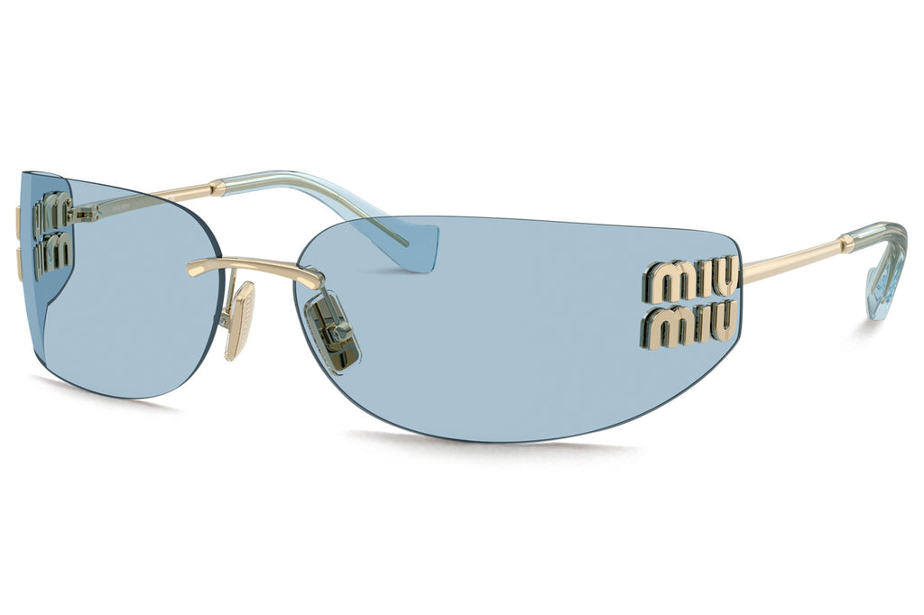Miu Miu - MU A51S Sunglasses Pale Gold with Light Blue Lenses (ZVN10P)