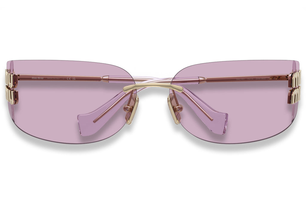 Miu Miu - MU A51S Sunglasses Pale Gold with Pink Lenses (ZVN90O)