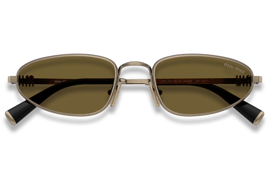 Miu Miu - MU A52S Sunglasses Old Gold with Dark Brown Lenses (26C09Z)