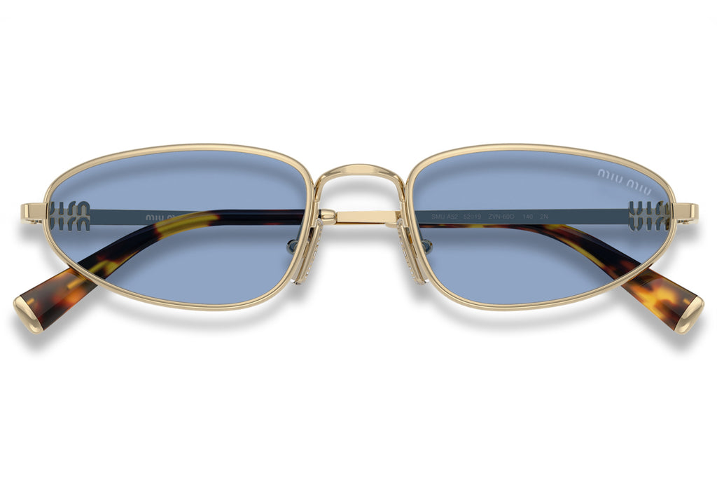 Miu Miu - MU A52S Sunglasses Pale Gold with Light Blue Lenses (ZVN60O)