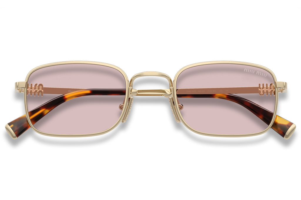 Miu Miu - MU A53S Sunglasses Pale Gold with Pink Lenses (ZVN4I0)