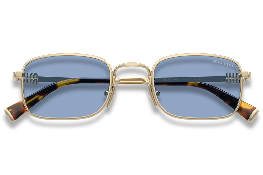 Miu Miu - MU A53S Sunglasses Pale Gold with Light Blue Lenses (ZVN60O)