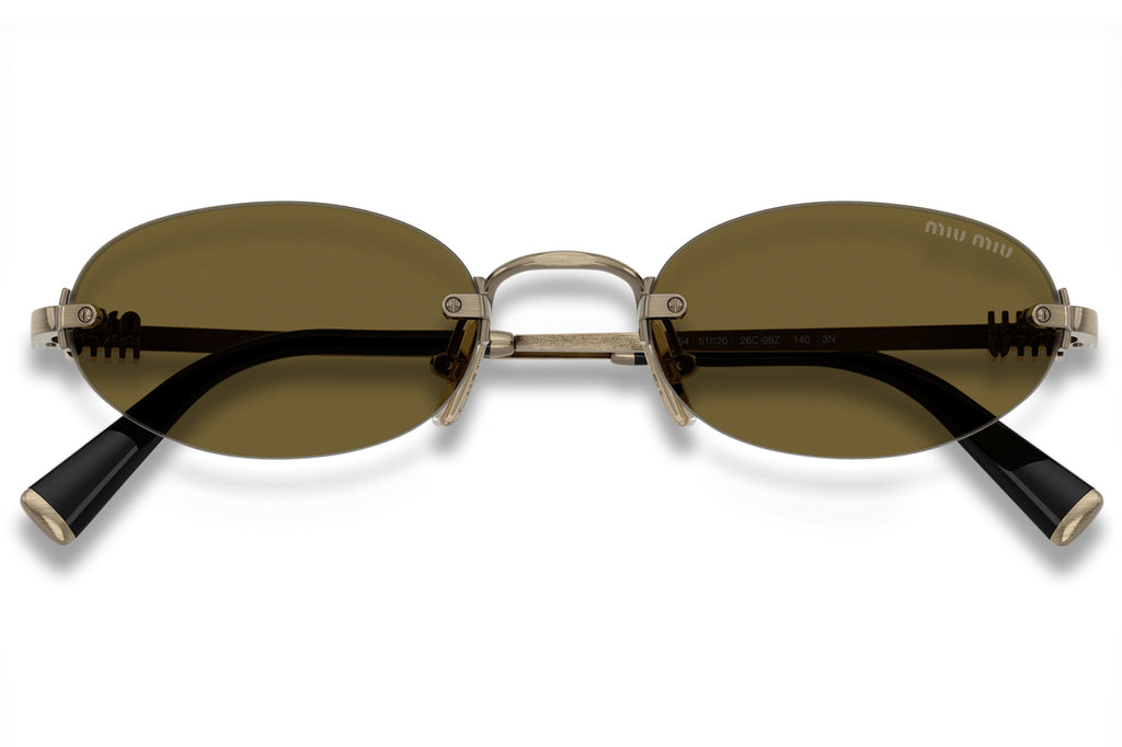 Miu Miu - MU A54S Sunglasses Old Gold with Dark Brown Lenses (26C09Z)