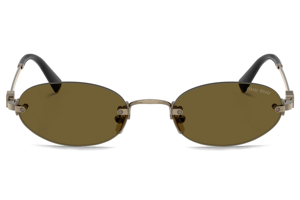 Miu Miu - MU A54S Sunglasses Old Gold with Dark Brown Lenses (26C09Z)