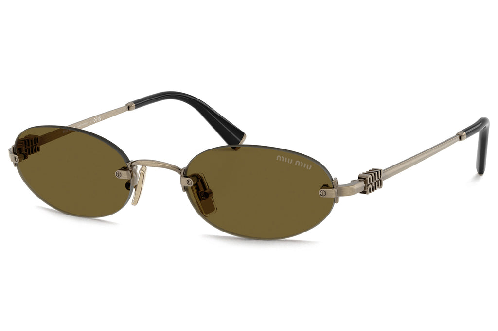 Miu Miu - MU A54S Sunglasses Old Gold with Dark Brown Lenses (26C09Z)
