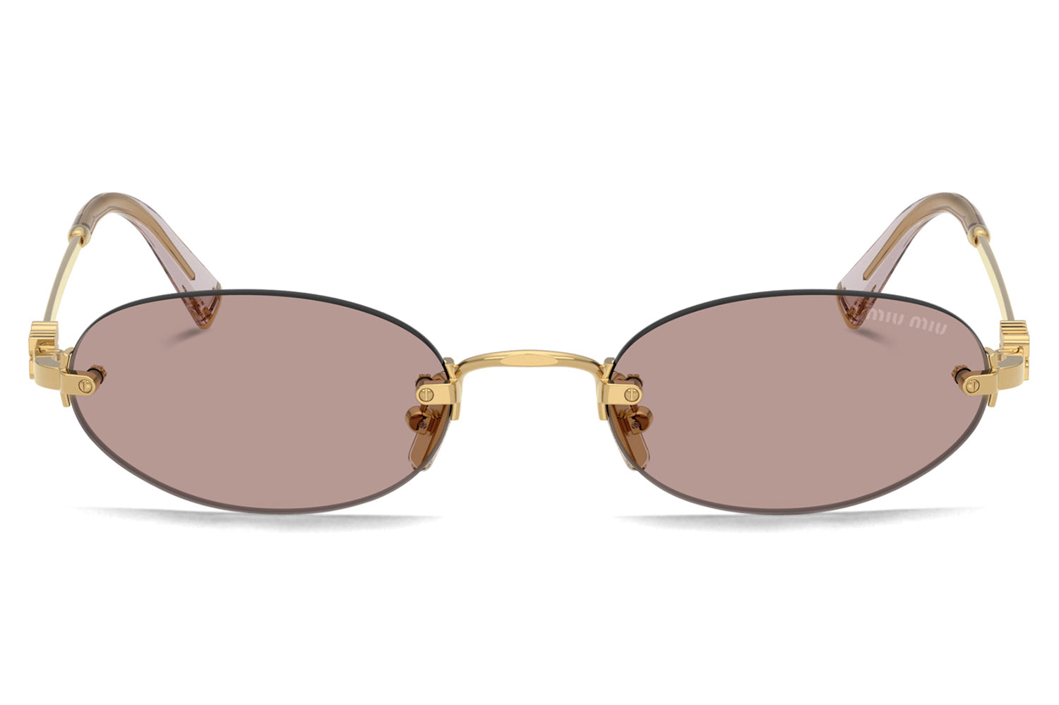 New MIU MIU Sunglasses Oval MU A54S Pale Gold Rimless Gradient Metal ZVN80O New MIU MIU Sunglasses Oval MU A54S Gold Rimless Gradient main image 2