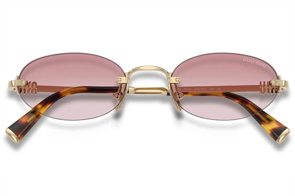 Miu Miu - MU A54S Sunglasses Pale Gold with Clear Gradient Pink Lenses (ZVN70O)