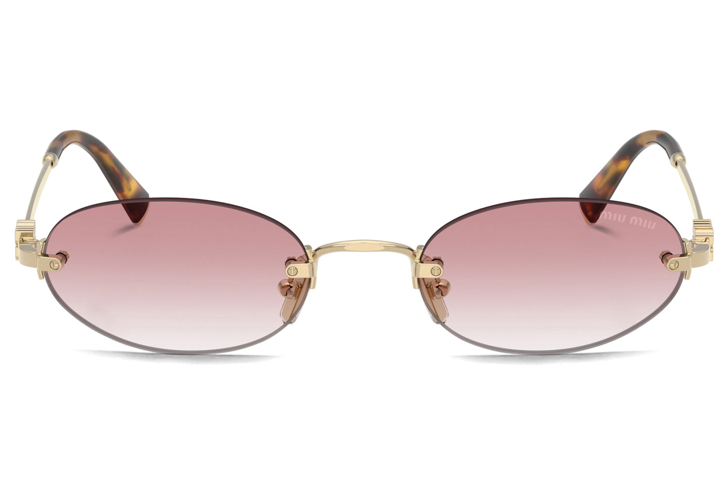 New MIU MIU Sunglasses Gold Metal Pink Oval Authentic Gradient Miu Miu Pink Sunglasses Gradient Pink Lenses Miu Miu Logo  main image 4