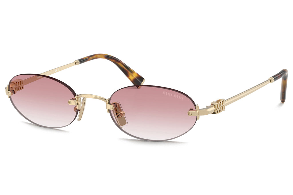 Miu Miu - MU A54S Sunglasses Pale Gold with Clear Gradient Pink Lenses (ZVN70O)