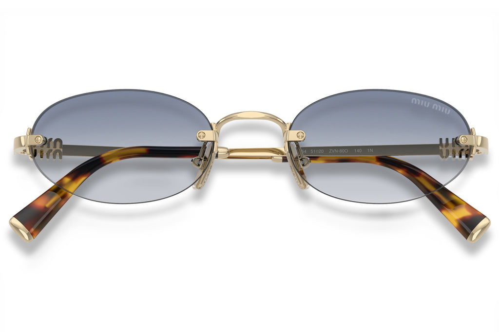 Miu Miu - MU A54S Sunglasses Pale Gold with Clear Gradient Light Blue Lenses (ZVN80O)