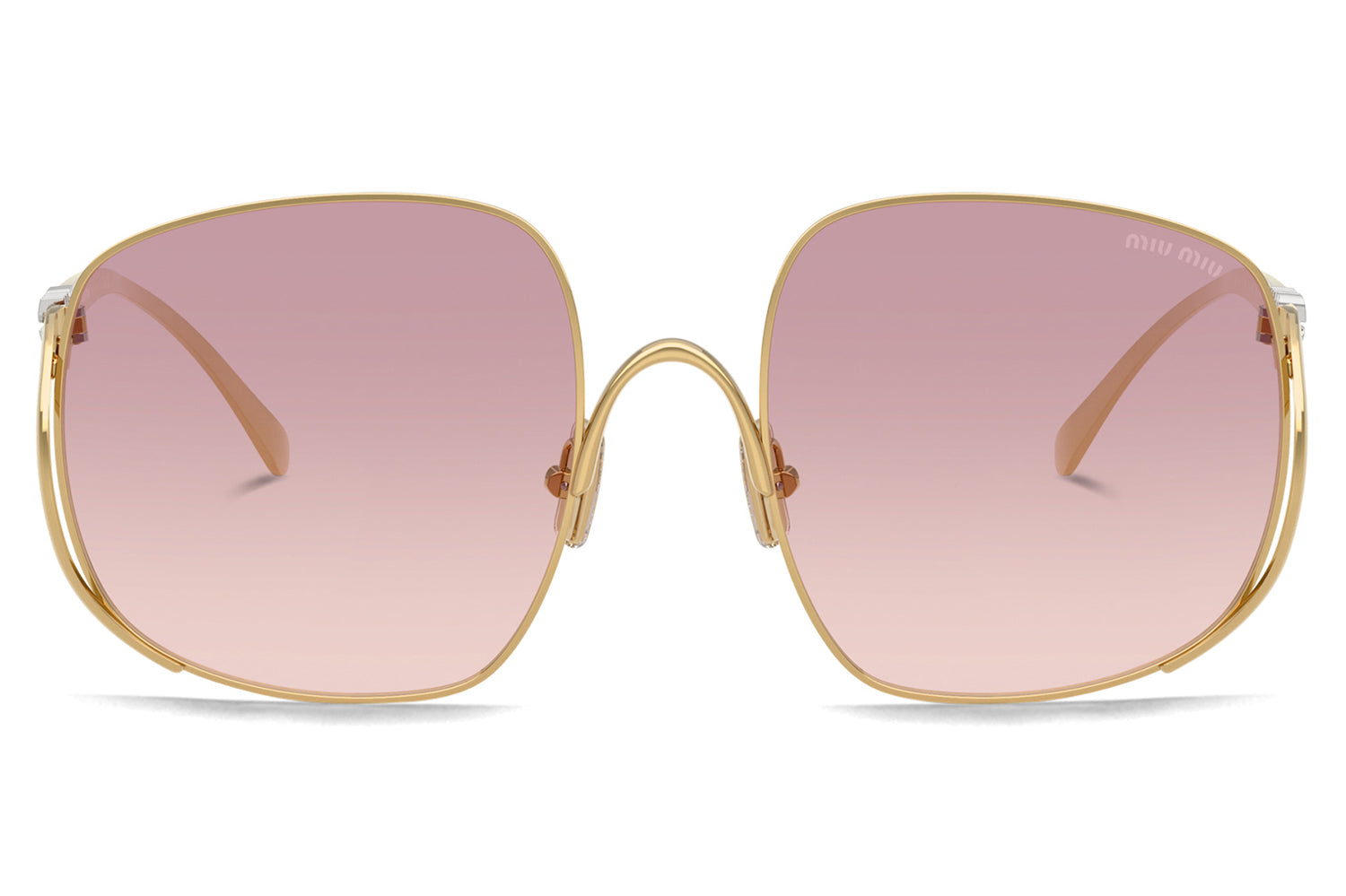 Miu Miu Gold Rim Oversized Gradient Sunglasses - Miu Miu Rimless Runway MU 54YS ZVN20F Sunglasses - US main image 3