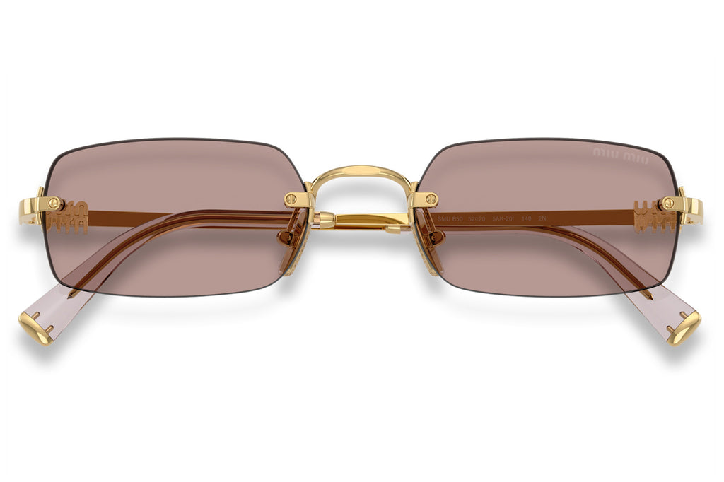 NEW Miu Miu MU B50S Rimless Sunglasses in Gold Purple $578 Miu Miu MU B50S M (52 - 20) with Violet lenses and Gold  main image 2