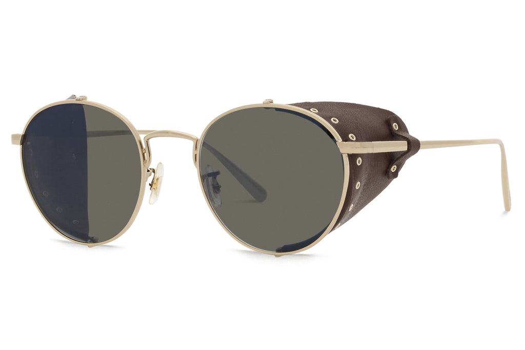 Oliver Peoples - Cesarino-L (OV1323SM) Sunglasses Gold/Sequoia Leather with Carbon Grey Lenses