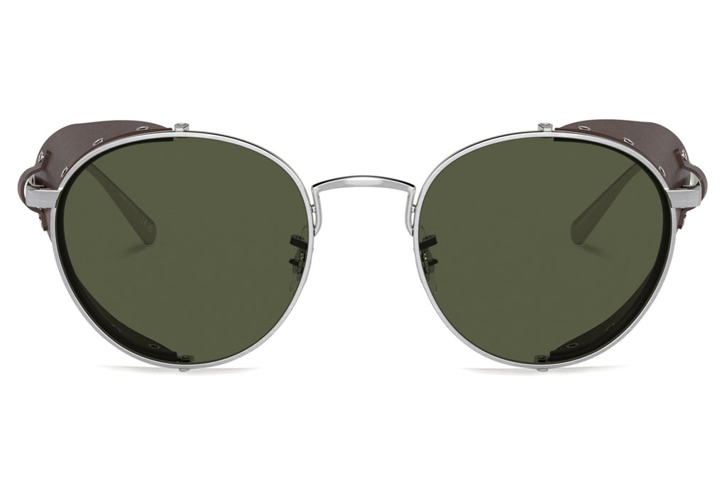 Oliver Peoples - Cesarino-L (OV1323SM) Sunglasses Brushed Silver/Sequoia Leather with G-15 Lenses