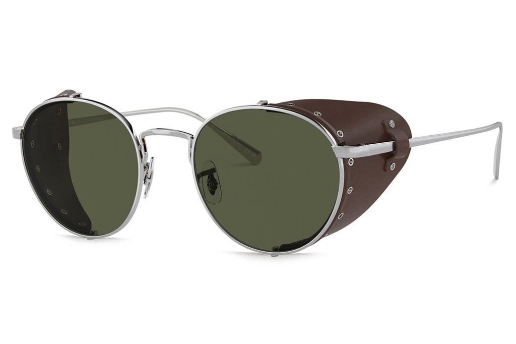 Oliver Peoples - Cesarino-L (OV1323SM) Sunglasses Brushed Silver/Sequoia Leather with G-15 Lenses