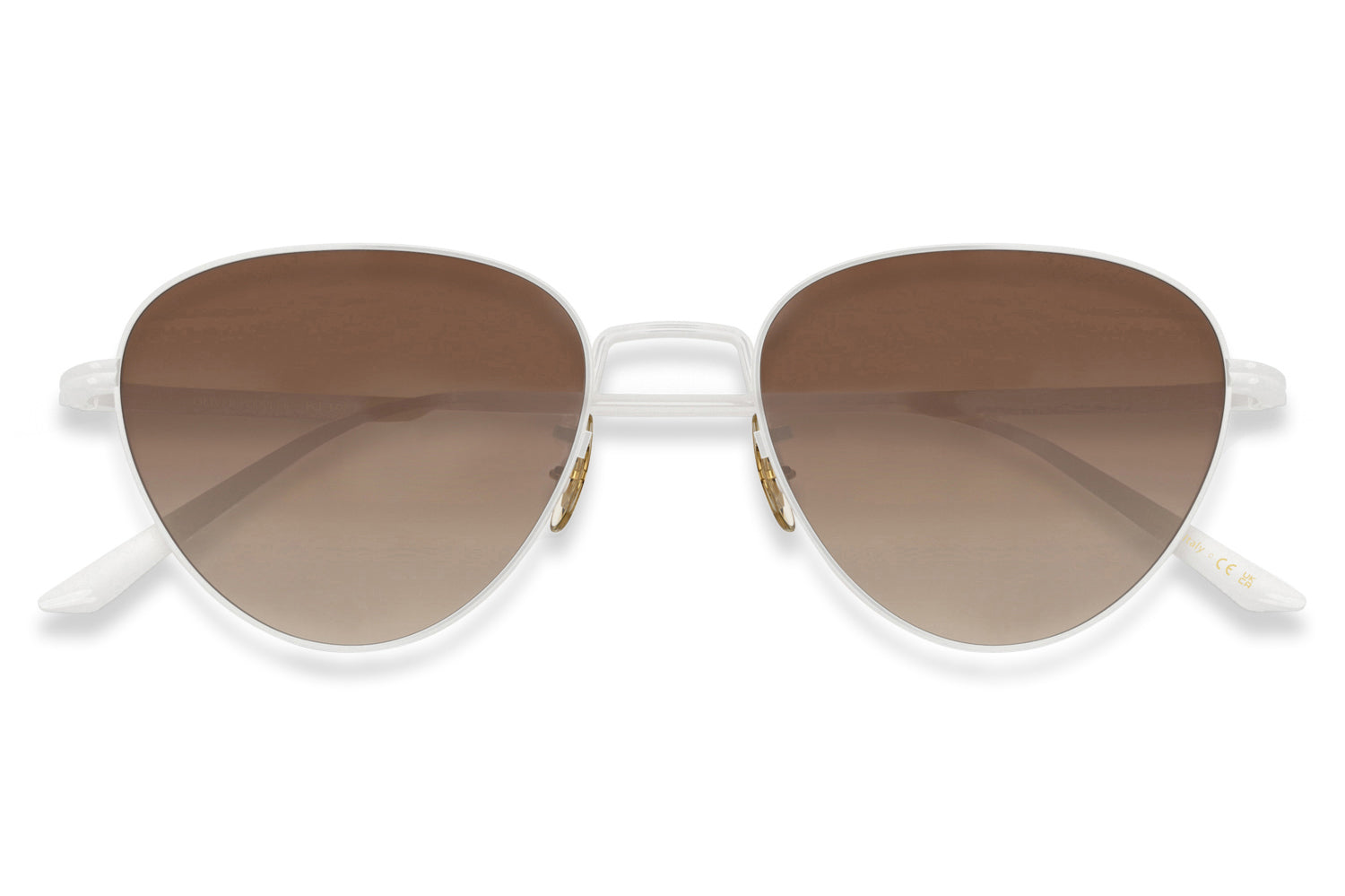 Oliver People’s White Aviator Sunglasses with Yellow/ Brown Reflective Lenses Oliver Peoples Avison with Soft Gold frame and Tuscan Brown  main image 3