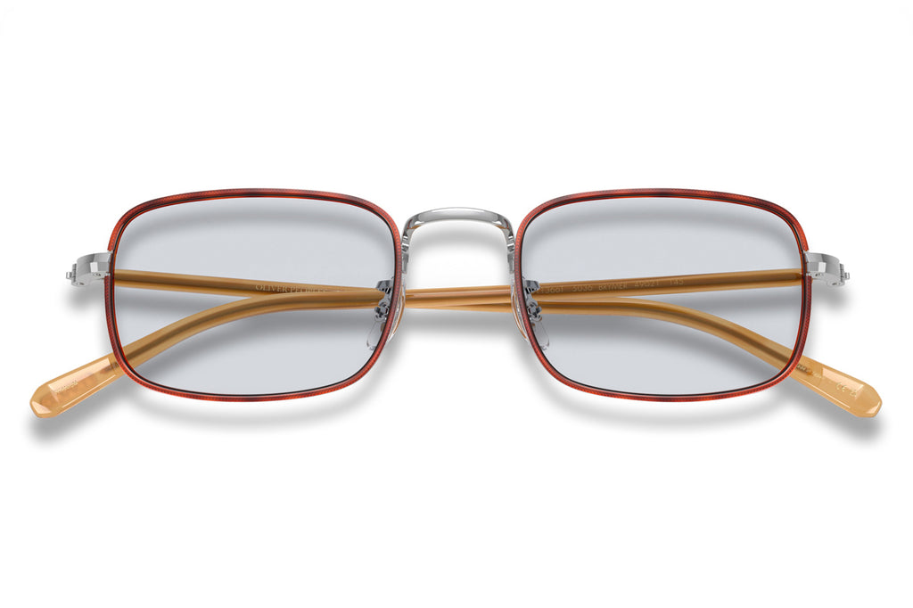 Oliver Peoples - Brymer (OV1366T) Sunglasses Silver/Amber Tortoise with Blue Wash Lenses