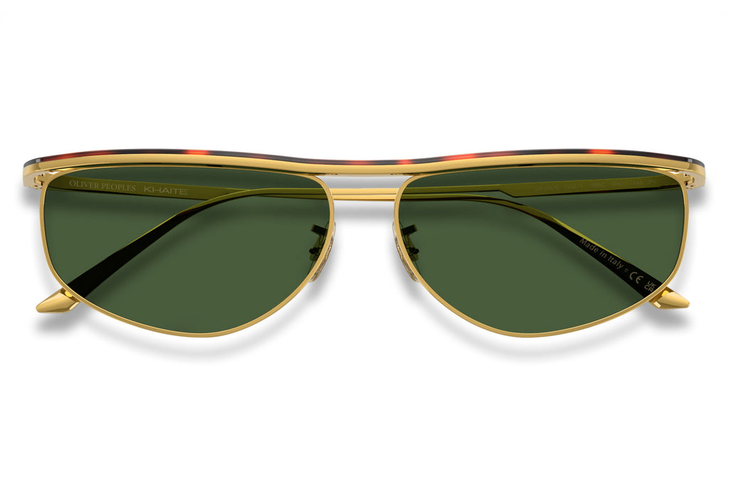 Oliver Peoples - 1986C (OV1367S) Sunglasses Gold/Dark Mahogany with Vibrant Green Lenses