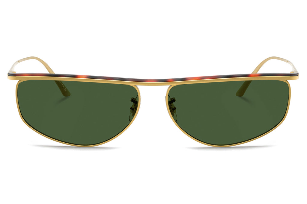 Oliver Peoples - 1986C (OV1367S) Sunglasses Gold/Dark Mahogany with Vibrant Green Lenses