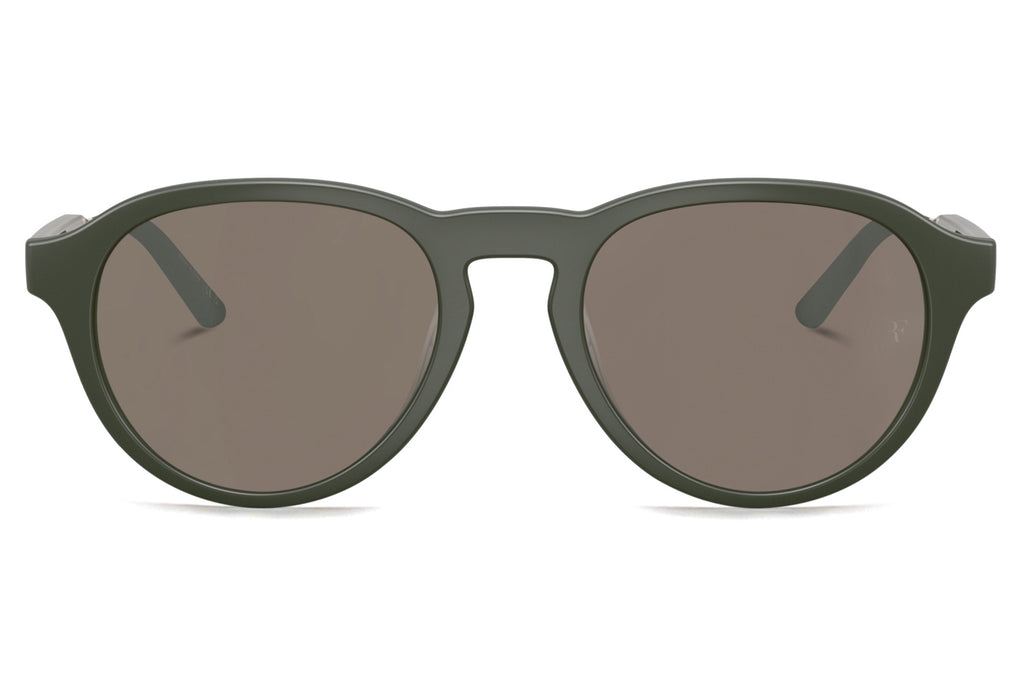 Oliver Peoples - R-8 (OV5557SU) Sunglasses Semi Matte Green Smoke with Sierra Flash Mirror Lenses