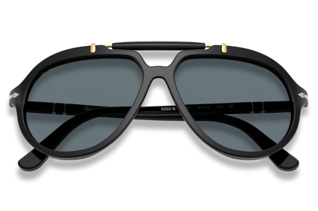 Persol - PO0202S Sunglasses Black with Dark Blue Polar Lenses (95/3R)