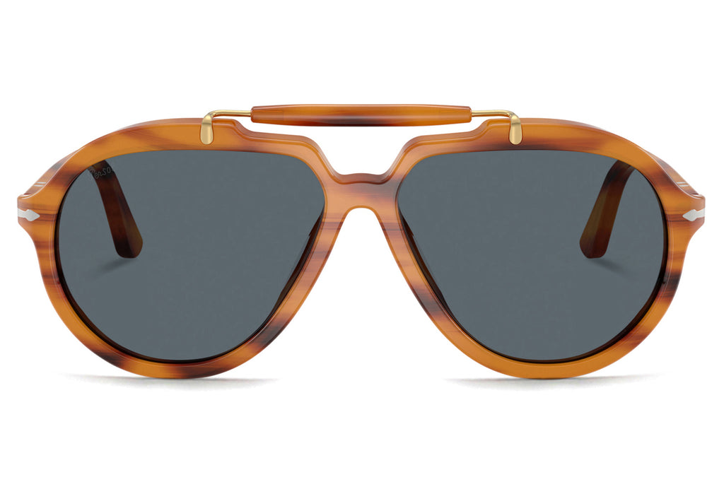 Persol - PO0202S Sunglasses Striped Brown with Blue Lenses (960/R5)