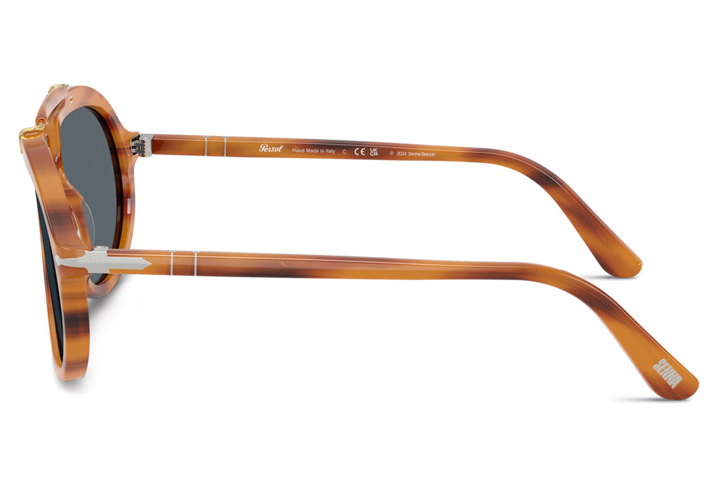 Persol - PO0202S Sunglasses Striped Brown with Blue Lenses (960/R5)