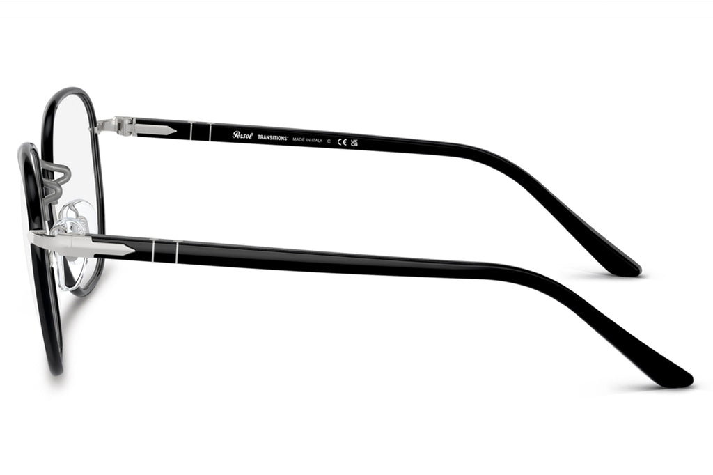 Persol - PO1015SJ Sunglasses Silver/Black with Transitions 8 Green Lenses (1125GJ)