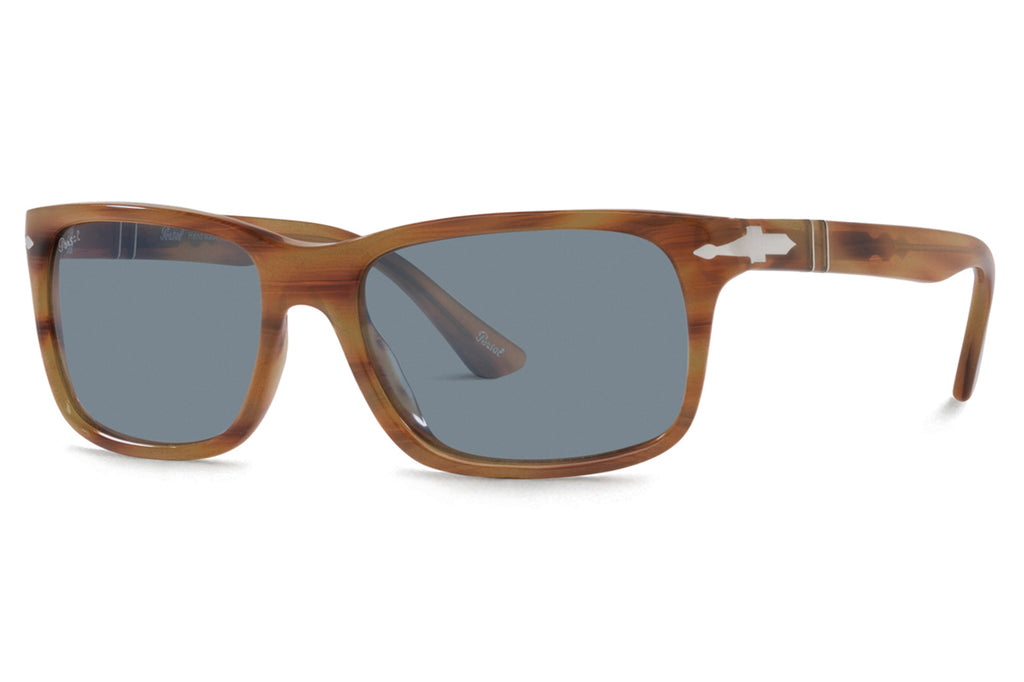 Persol - PO3048S Sunglasses Striped Brown with Light Blue Lenses (960/56)